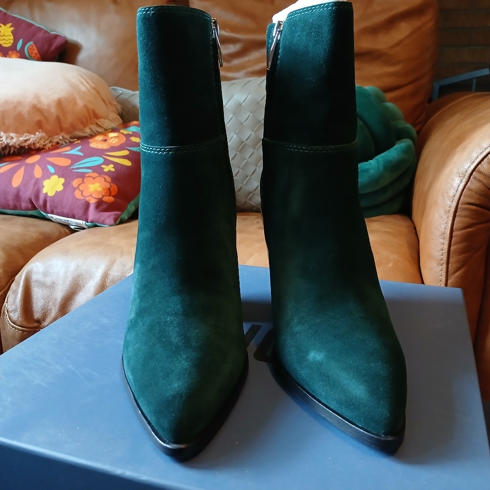 Green Suede Booties